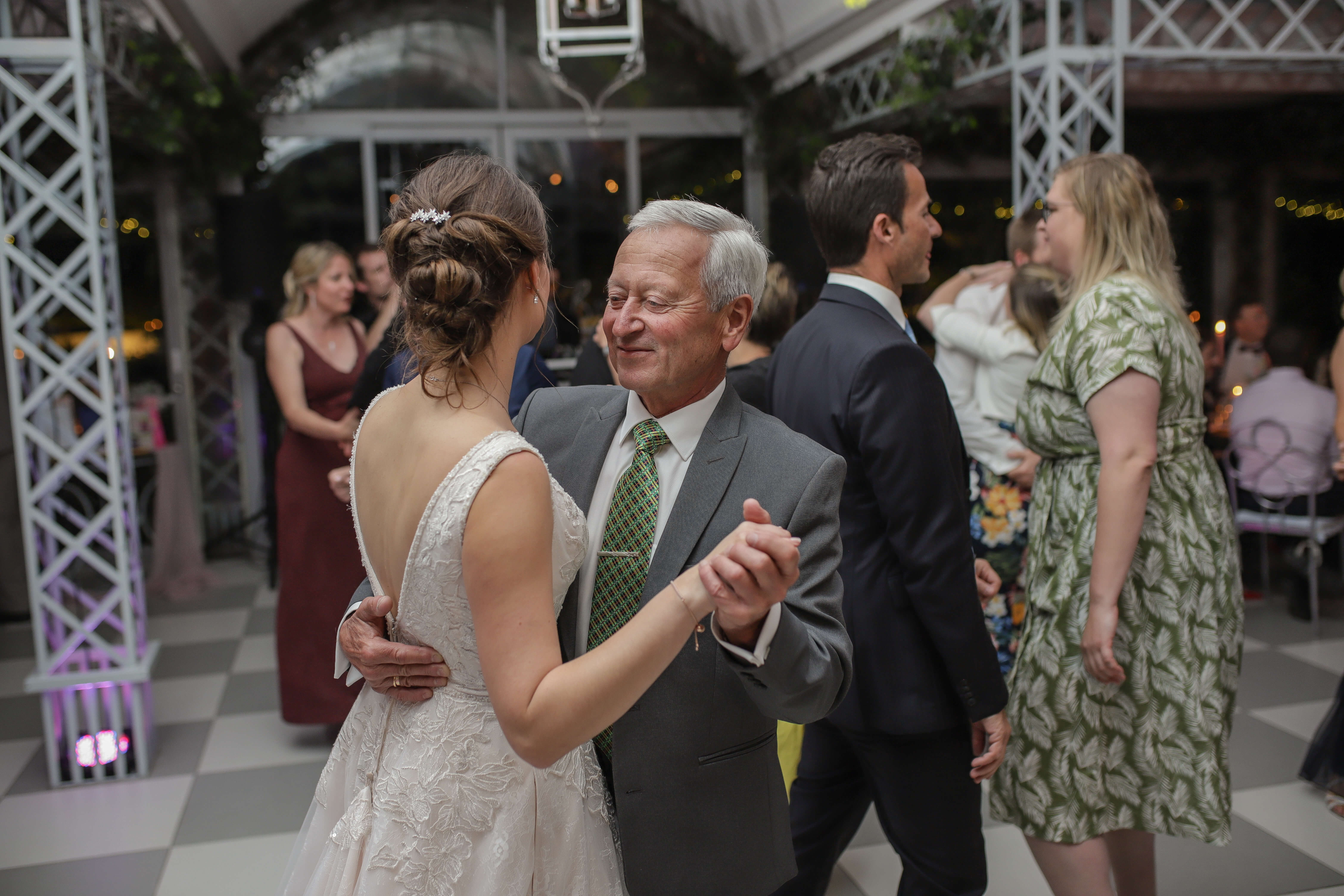 The father daughter dance at a beautiful wine estate wedding in South Africa.